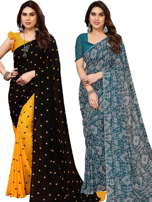 pack of 2 printed sarees - 21440697 - Very Small Image - 1