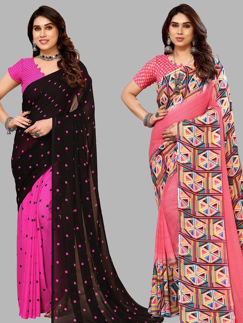 pack of 2 printed sarees - 21440708 - Very Small Image - 1