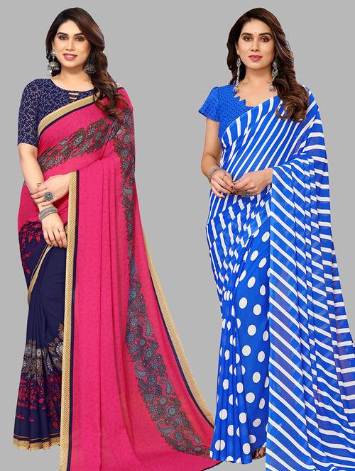 pack of 2 printed casual wear sarees - 21440716 - Very Small Image - 1