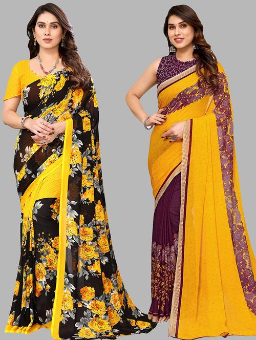 pack of 2 printed sarees - 21440725 - Very Small Image - 1