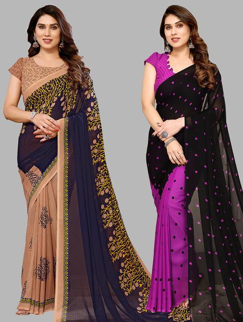 pack of 2 printed sarees - 21440727 - Very Small Image - 1