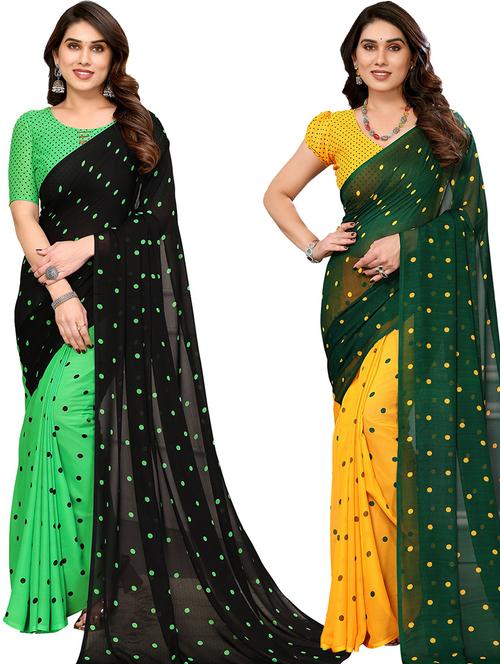 pack of 2 printed sarees with blouse - 21440729 - Very Small Image - 1