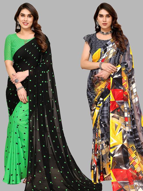 women pack of 2 casual wear sarees - 21440734 - Very Small Image - 1