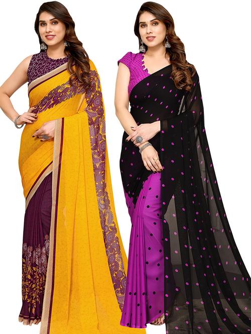pack of 2 casual wear combo sarees with blouse - 21440735 - Very Small Image - 1