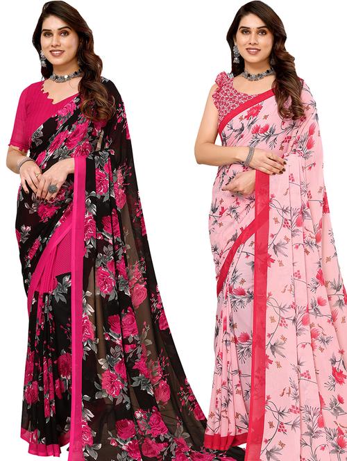 pack of 2 casual wear combo sarees with blouse - 21440737 - Very Small Image - 1