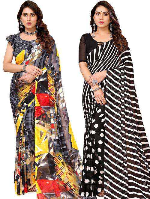 pack of 2 printed sarees - 21440738 - Very Small Image - 1