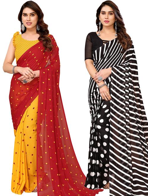 pack of 2 casual wear combo sarees with blouse - 21440739 - Very Small Image - 1