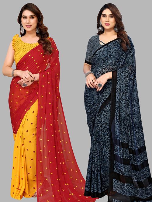 pack of 2 printed sarees - 21440747 - Very Small Image - 1