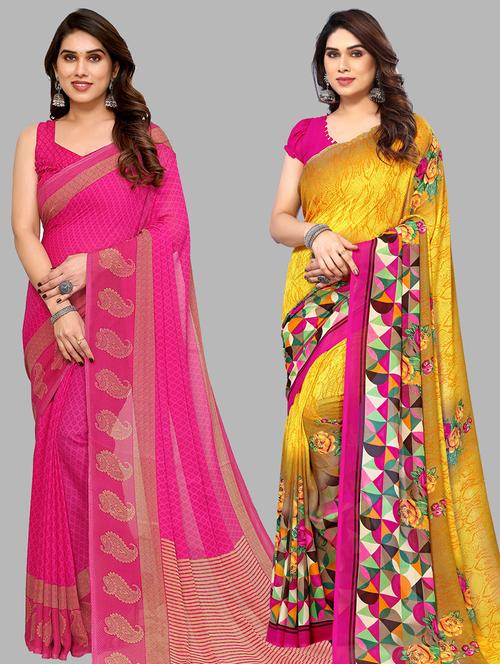 pack of 2 printed casual wear sarees - 21440759 - Very Small Image - 1