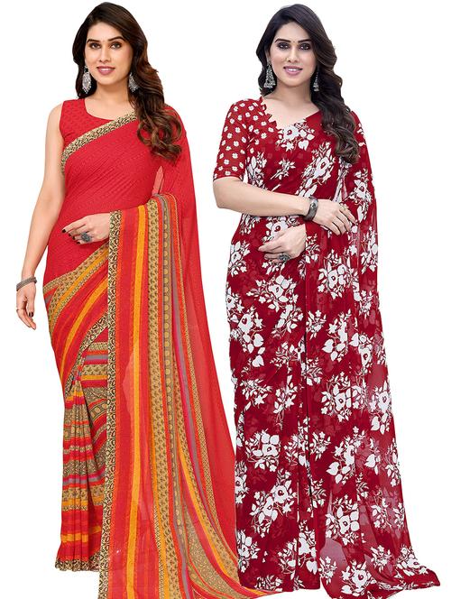 women pack of 2 printed casual sarees with blouse - 21440767 - Very Small Image - 1