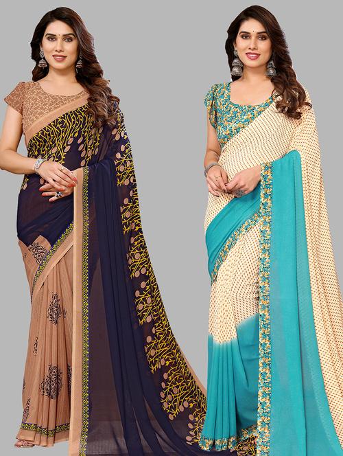 pack of 2 printed casual wear sarees - 21440770 - Very Small Image - 1