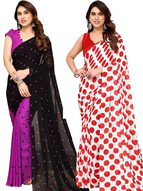 pack of 2 casual wear combo sarees with blouse - 21440771 - Very Small Image - 1