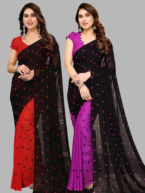 pack of 2 printed casual wear sarees - 21440772 - Very Small Image - 1