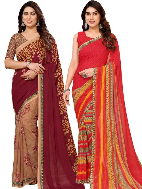 women pack of 2 casual wear sarees - 21440778 - Very Small Image - 1