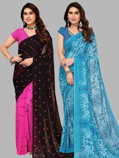 women pack of 2 casual wear sarees - 21440787 - Very Small Image - 1