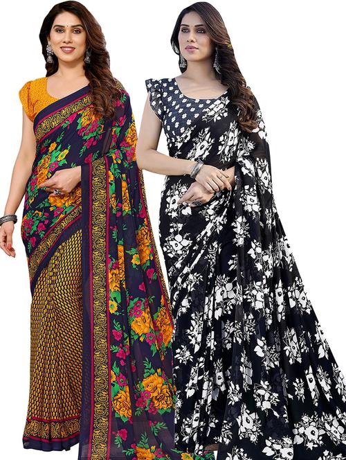pack of 2 casual wear combo sarees with blouse - 21440790 - Very Small Image - 1