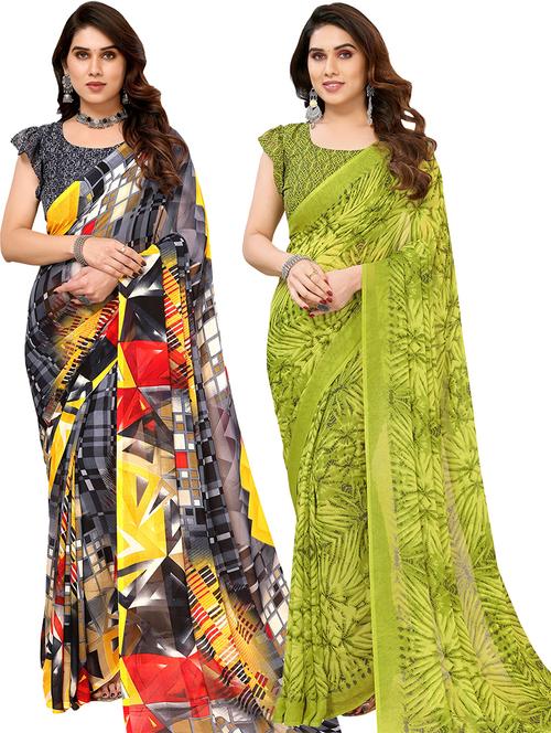 pack of 2 printed sarees - 21440793 - Very Small Image - 1