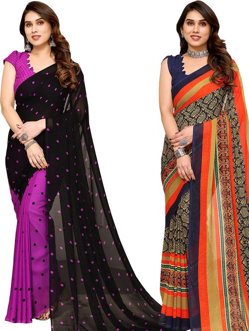 pack of 2 printed casual wear sarees - 21440796 - Very Small Image - 1