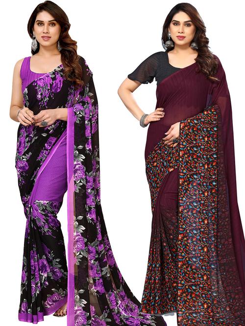 women pack of 2 casual wear sarees - 21440797 - Very Small Image - 1