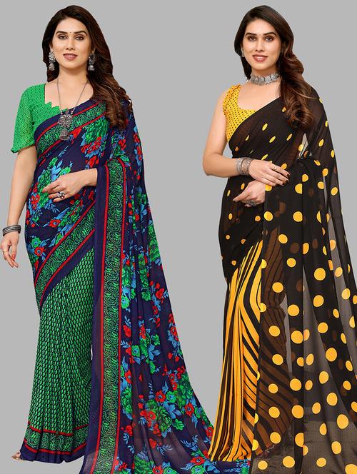 pack of 2 printed casual wear sarees - 21440802 - Very Small Image - 1
