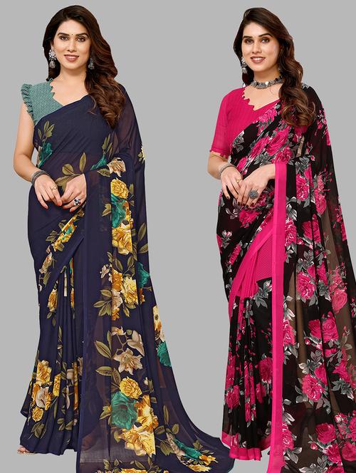 women pack of 2 casual wear sarees - 21440804 - Very Small Image - 1