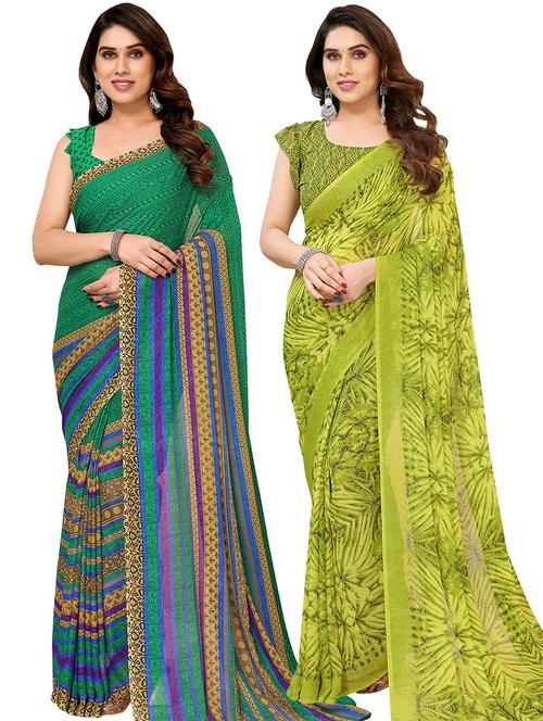 pack of 2 casual wear combo sarees with blouse - 21440829 - Very Small Image - 1