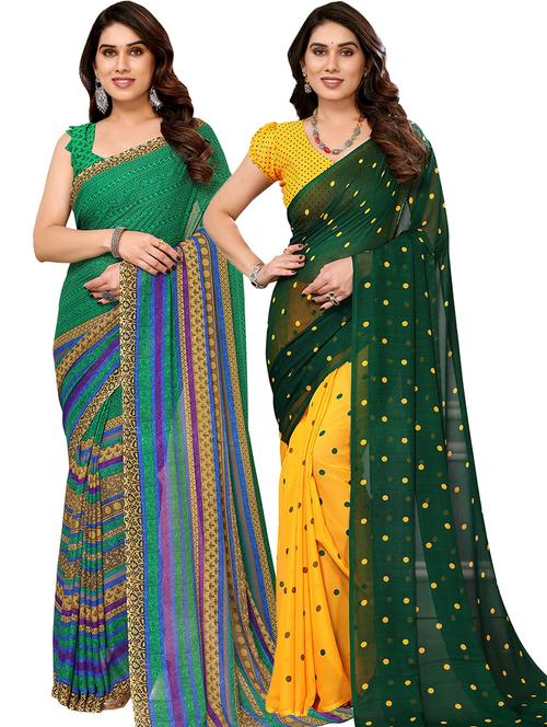 pack of 2 casual wear combo sarees with blouse - 21440833 - Very Small Image - 1