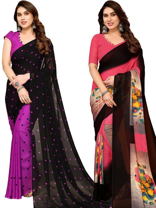 women pack of 2 casual wear sarees with blouse - 21440843 - Very Small Image - 1