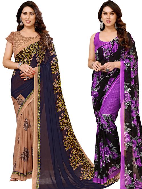 multi colored georgette ready to wear saree - 21440849 - Very Small Image - 1