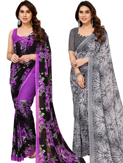 pack of 2 casual wear combo sarees with blouse - 21440851 - Very Small Image - 1