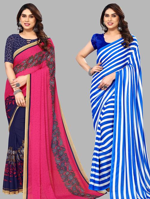 women pack of 2 casual wear sarees - 21440856 - Very Small Image - 1
