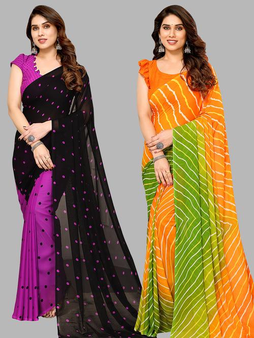 pack of 2 casual wear combo sarees with blouse - 21440857 - Very Small Image - 1