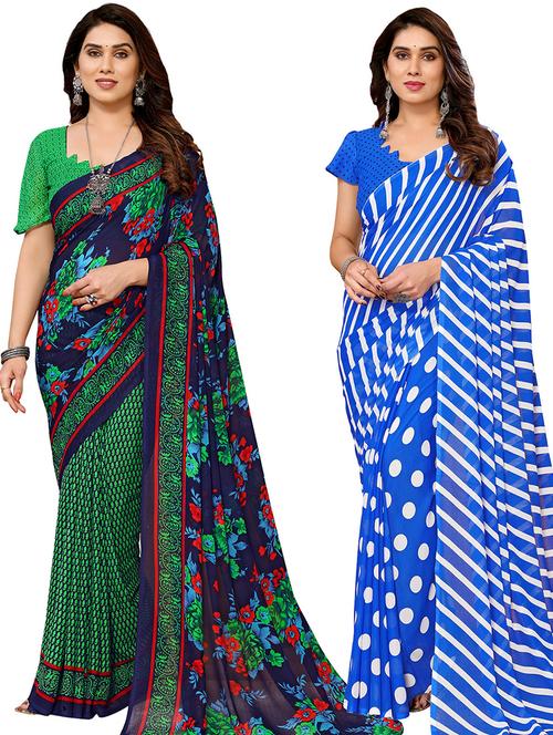 pack of 2 casual wear combo sarees with blouse - 21440868 - Very Small Image - 1