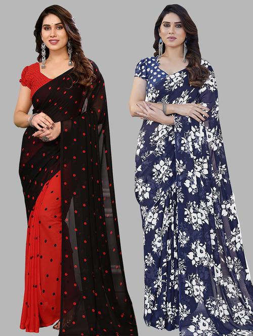 women pack of 2 casual wear sarees with blouse - 21440876 - Very Small Image - 1