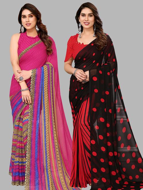 women pack of 2 casual wear sarees with blouse - 21440887 - Very Small Image - 1