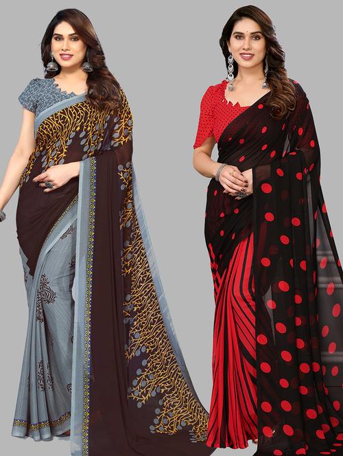 women pack of 2 casual wear sarees - 21440889 - Very Small Image - 1