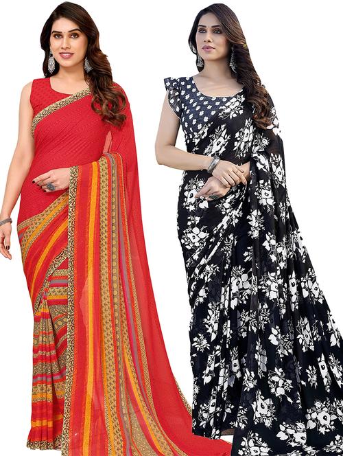 pack of 2 casual wear combo sarees with blouse - 21440892 - Very Small Image - 1