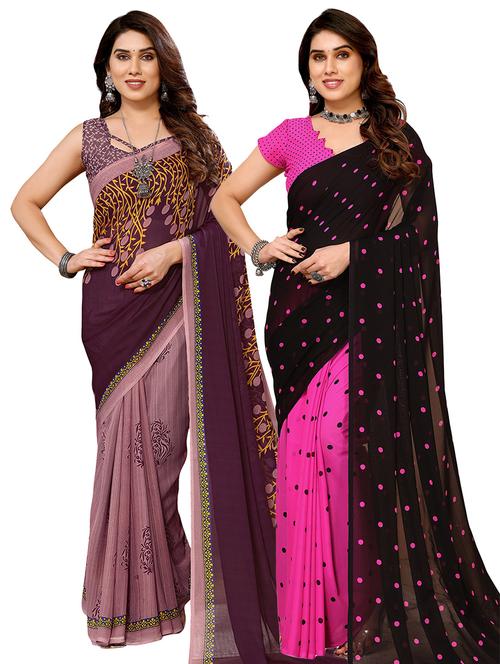 pack of 2 casual wear combo sarees with blouse - 21440911 - Very Small Image - 1