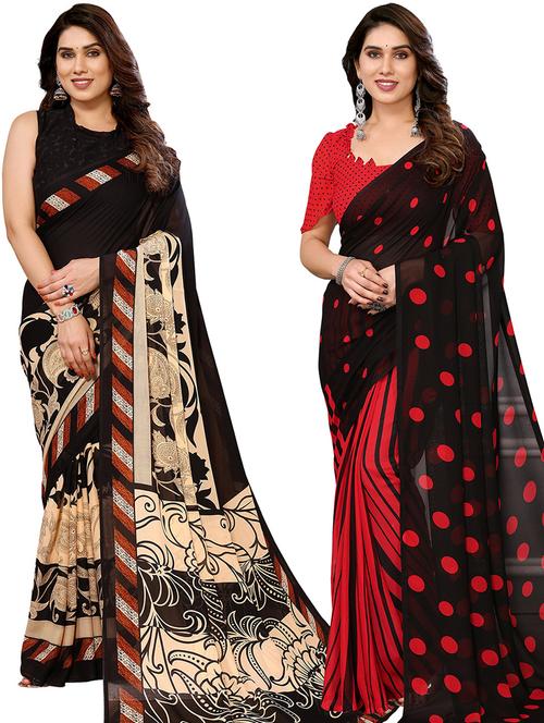 pack of 2 printed casual wear saree with blouse - 21440916 - Very Small Image - 1