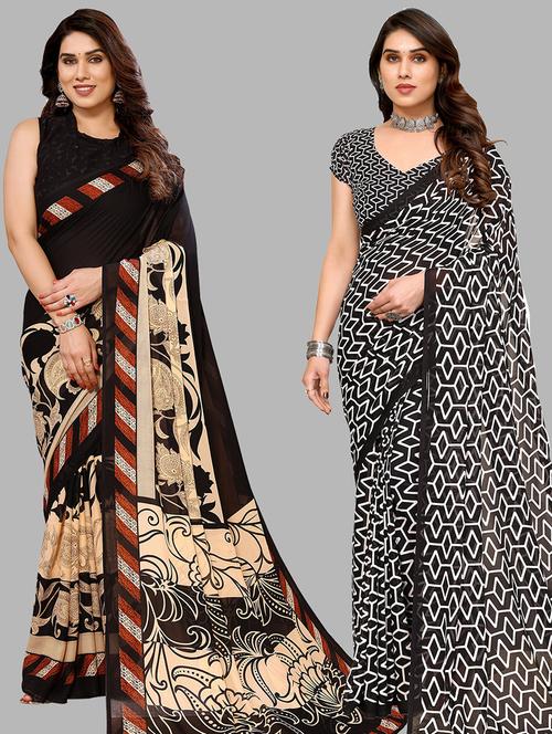 women pack of 2 casual wear sarees with blouse - 21440922 - Very Small Image - 1