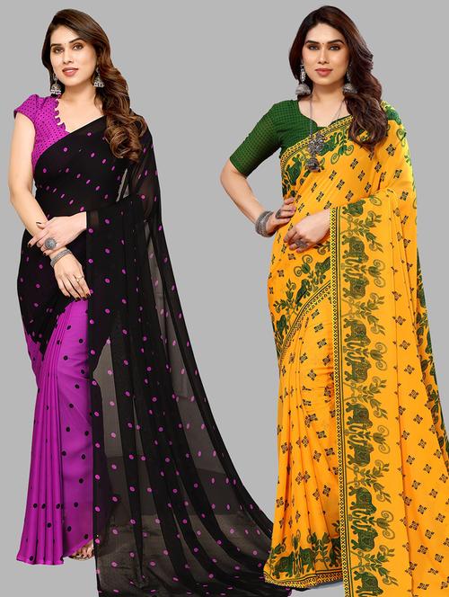 women pack of 2 casual wear sarees with blouse - 21440944 - Very Small Image - 1