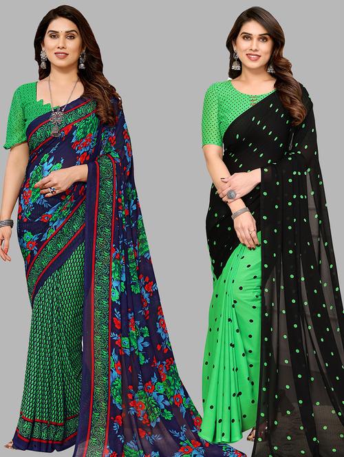 pack of 2 printed sarees - 21440953 - Very Small Image - 1