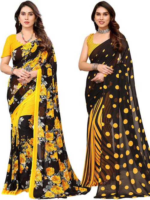 pack of 2 casual wear combo sarees with blouse - 21440959 - Very Small Image - 1