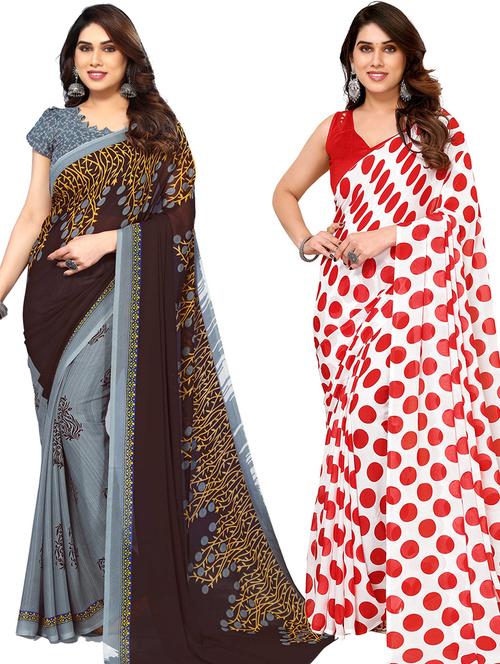 pack of 2 printed sarees - 21440965 - Very Small Image - 1