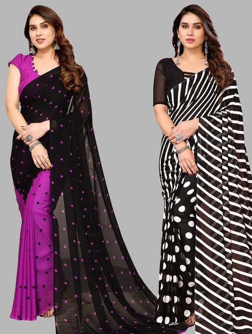 pack of 2 casual wear combo sarees with blouse - 21440967 - Very Small Image - 1