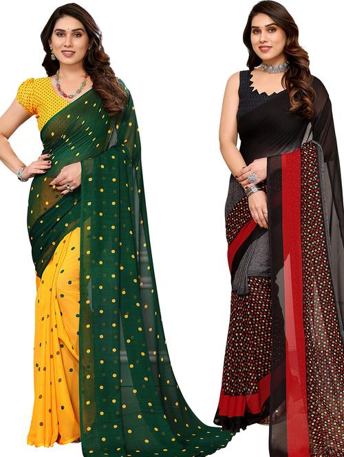 women pack of 2 casual wear sarees with blouse - 21440973 - Very Small Image - 1