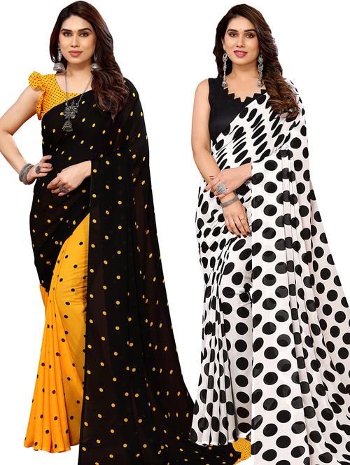 pack of 2 printed sarees with blouse - 21440977 - Very Small Image - 1