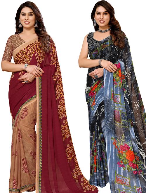 multi colored georgette ready to wear saree - 21440991 - Very Small Image - 1
