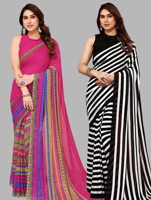 pack of 2 casual wear combo sarees with blouse - 21440995 - Very Small Image - 1