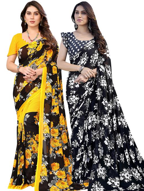 pack of 2 women printed sarees with blouse - 21441010 - Very Small Image - 1